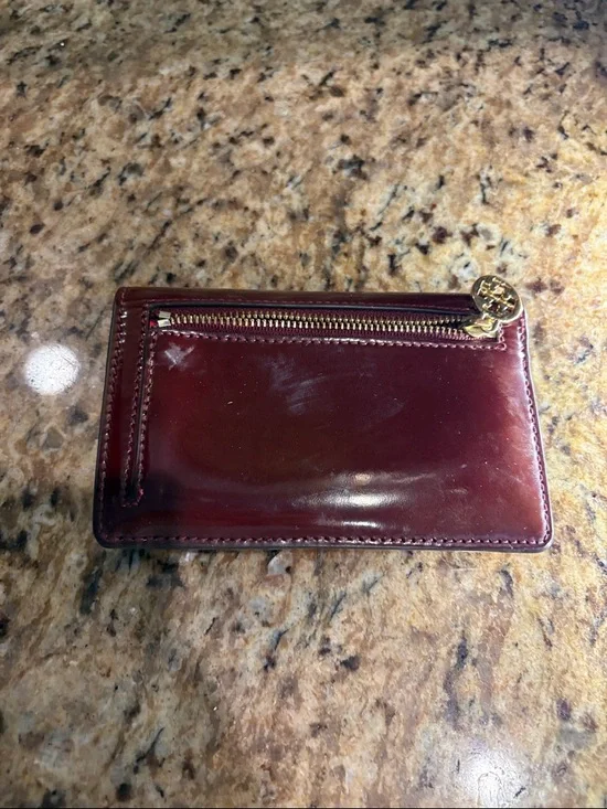 Tory Burch Red and Burgundy Patent Dachshund Applique Wallet - Picture 2 of 5